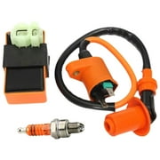 Clerance! 3pcs Gy6 Spark Plug + Ignition Coil + Igniter Set Of Motorcycle Accessories Igniter Rectifier Ignition Coil Start Relay Flasher